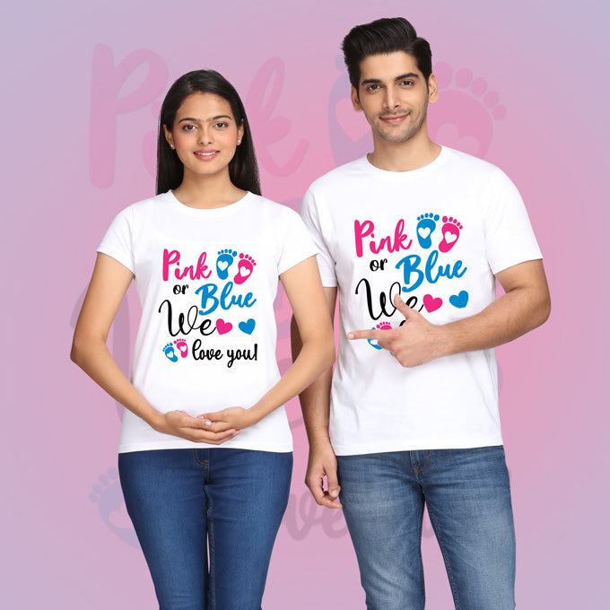 Pink or Blue We Love You T-shirts For Couple