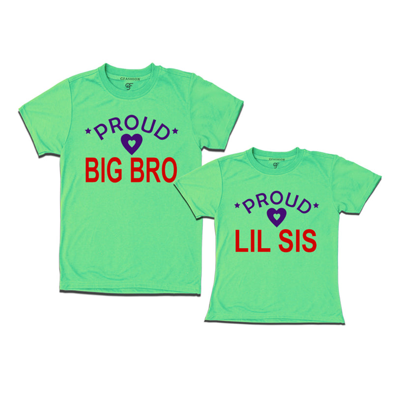 Proud Big Bro-Lil Sis T-shirts-Pista Green
