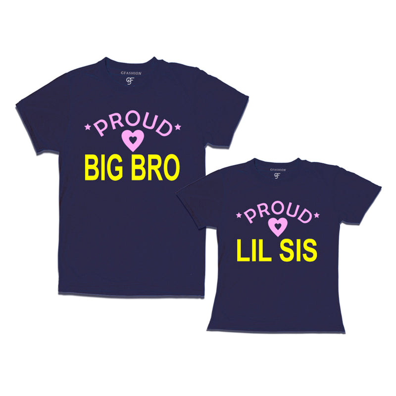 Proud Big Bro-Lil Sis T-shirts-Navy