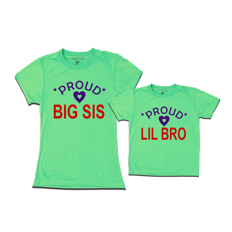 Proud Big Sis-Lil Bro T-shirts-Pista Green
