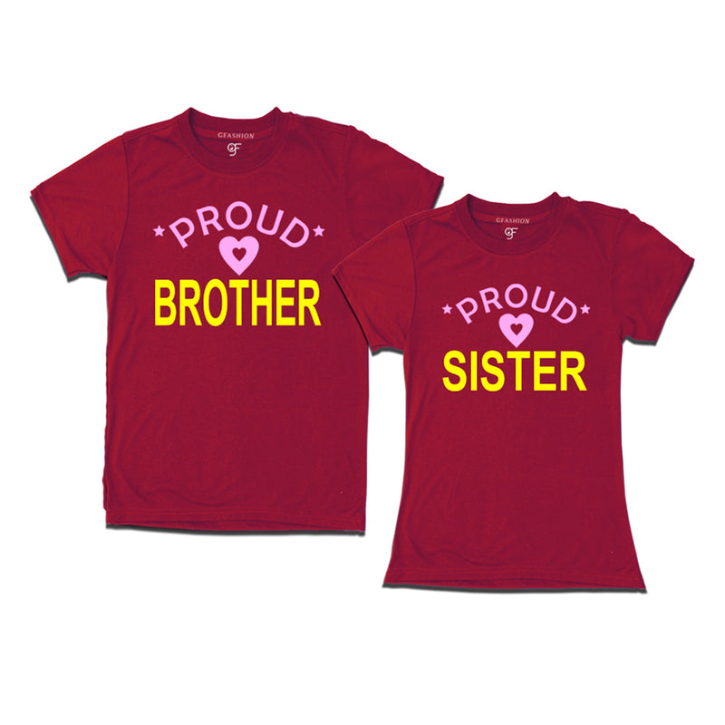 Proud Brother Sister T-shirts-Maroon