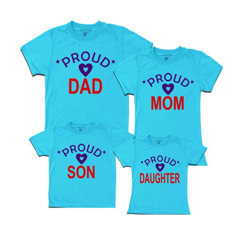 Proud dad mom and kids t shirts in Sky  Blue-gfashion