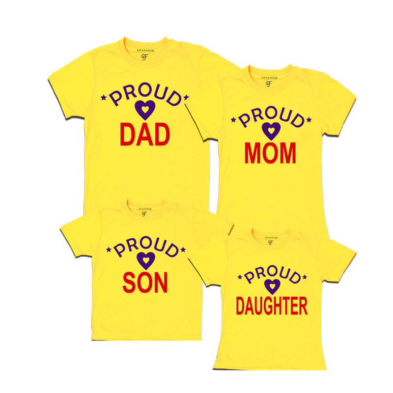 Proud dad mom and kids t shirts in Yellow-gfashion