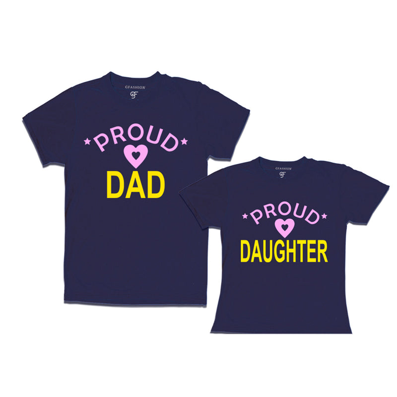 Proud dad daughter t shirts-Navy