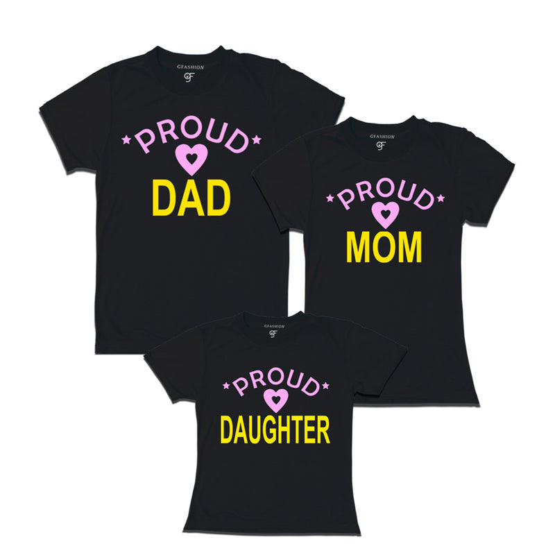 Proud dad mom and daughter t-shirts-black