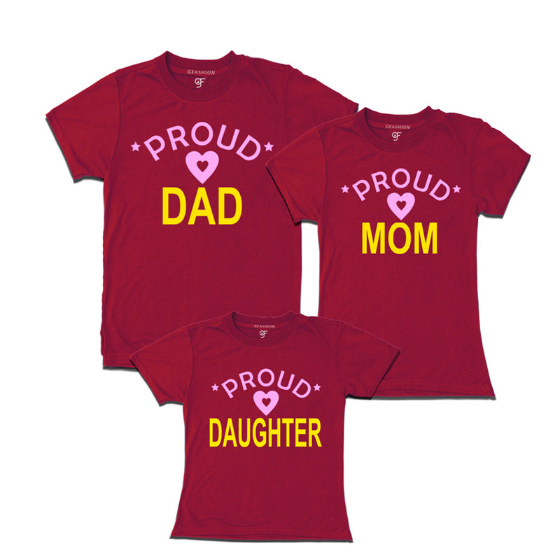 Proud dad mom and daughter t-shirts-Maroon