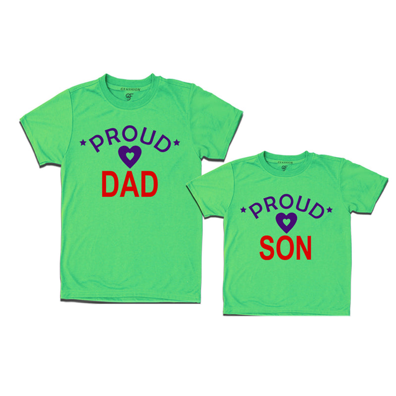 Proud Dad Son matching t-shirts-Pista Green