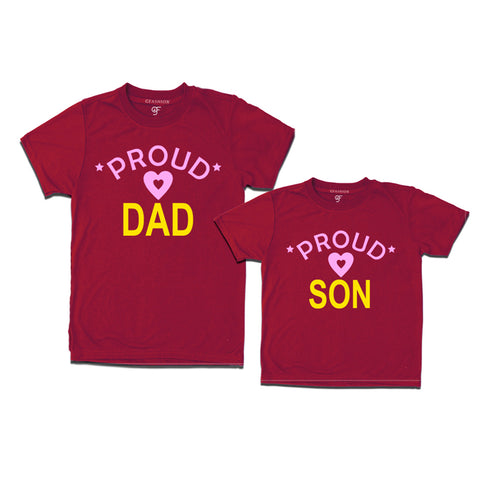Proud Dad Son matching t-shirts-Maroon