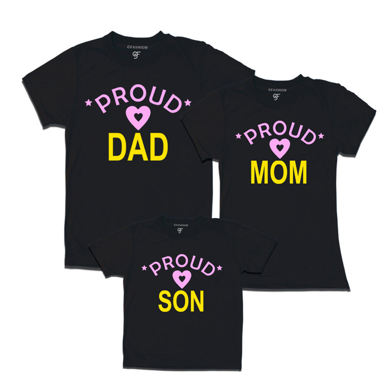 Proud Dad, Mom and son t-shirts-Black
