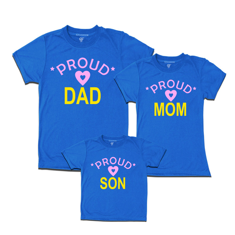 Proud Dad, Mom and son t-shirts-Blue