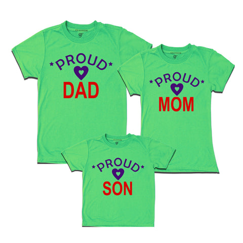 Proud Dad, Mom and son t-shirts-Pista Green