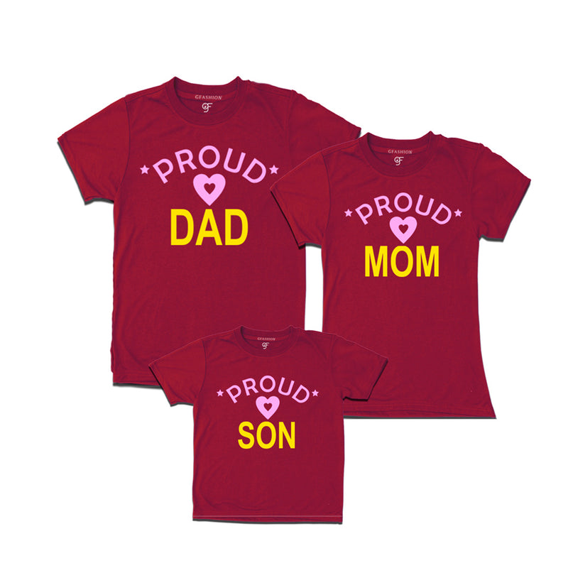 Proud Dad, Mom and son t-shirts-Maroon