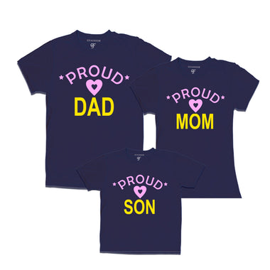 Proud Dad, Mom and son t-shirts-navy
