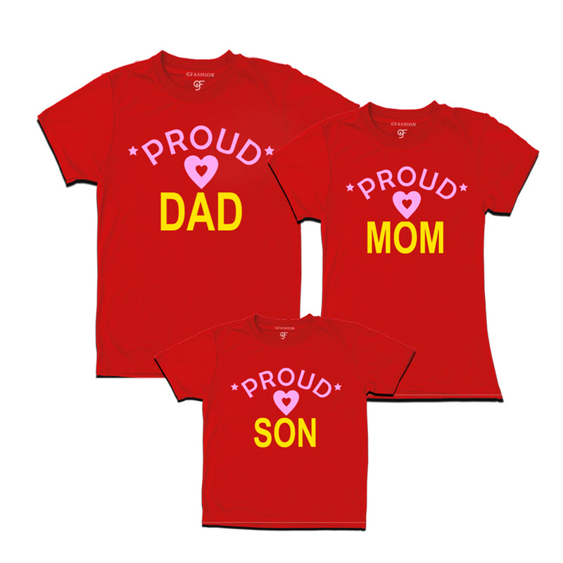 Proud Dad, Mom and son t-shirts-Red