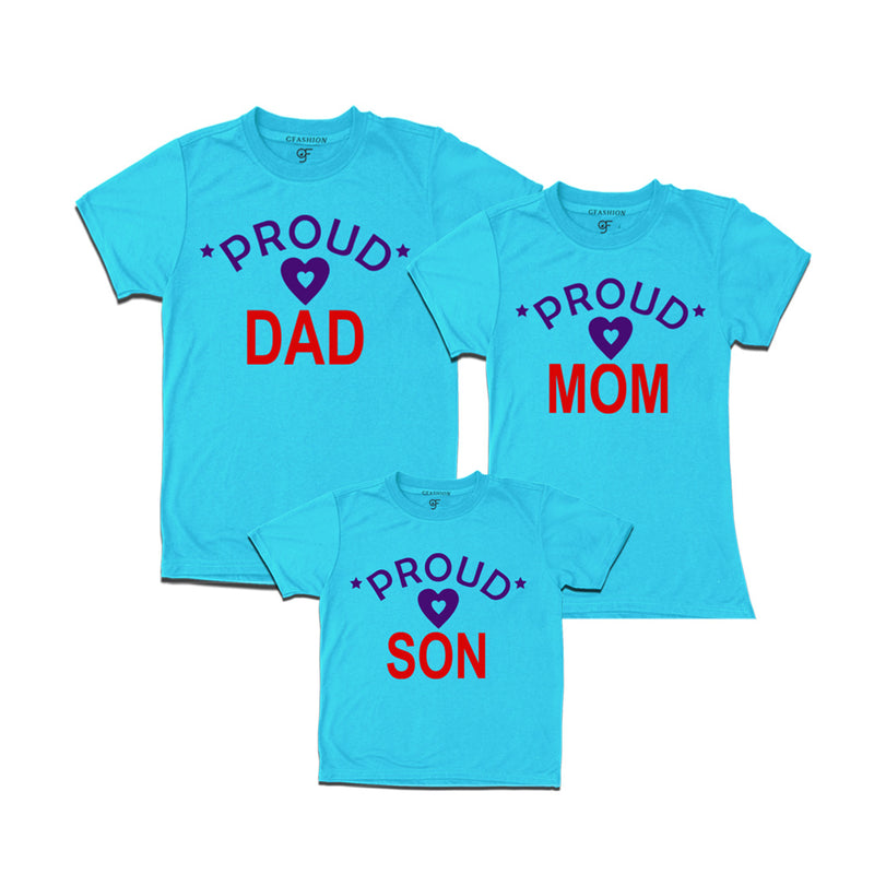 Proud Dad, Mom and son t-shirts-Sky Blue