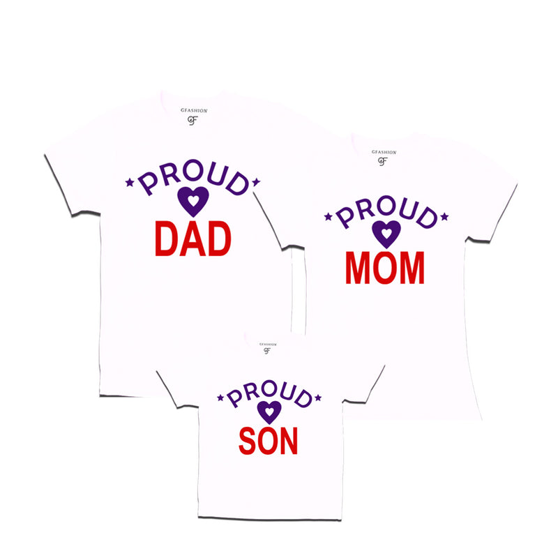 Proud Dad, Mom and son t-shirts-White