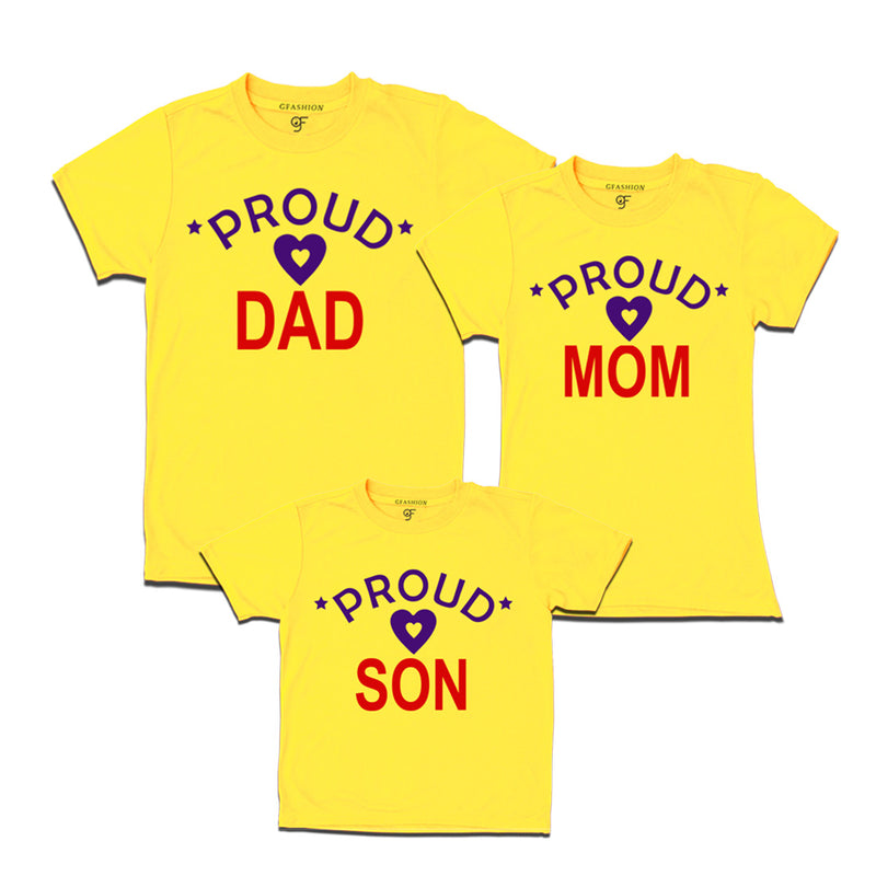 Proud Dad, Mom and son t-shirts-Yellow