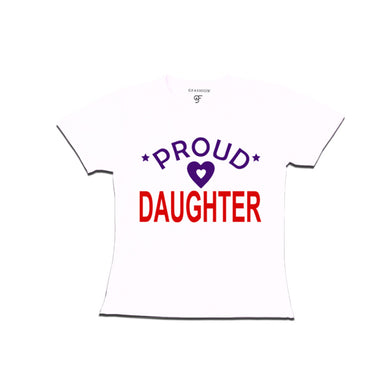 Proud Daughter printed t shirts for Girls-White