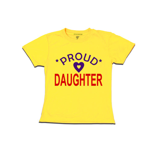 Proud Daughter printed t shirts for Girls-Yellow