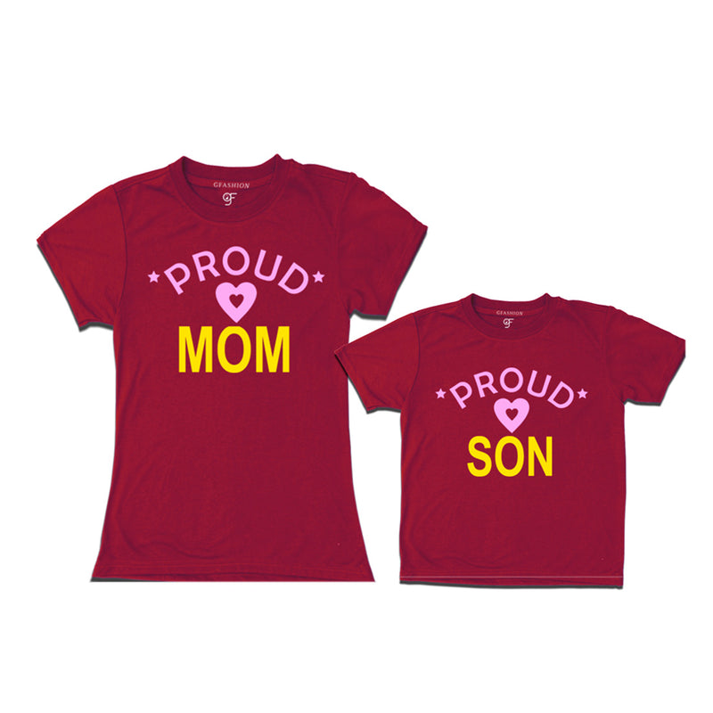 Proud mom and son t-shirts-Maroon