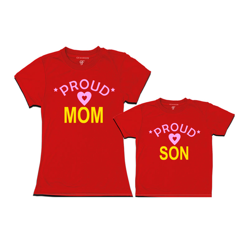 Proud mom and son t-shirts-Red