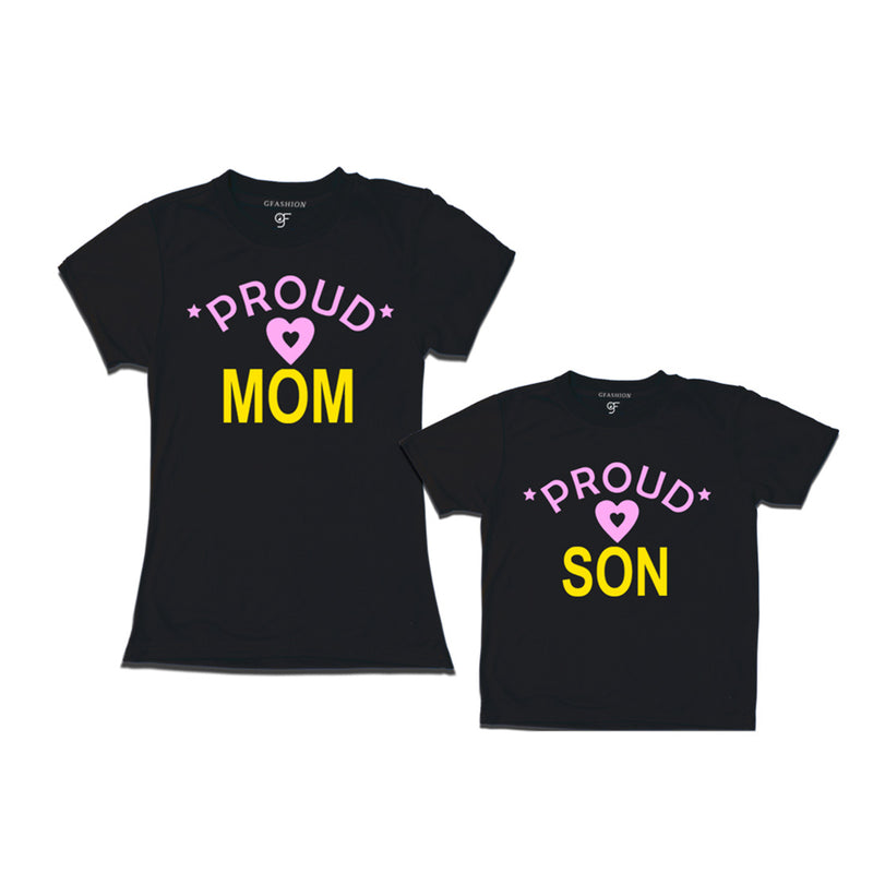 Proud mom and son t-shirts-Black