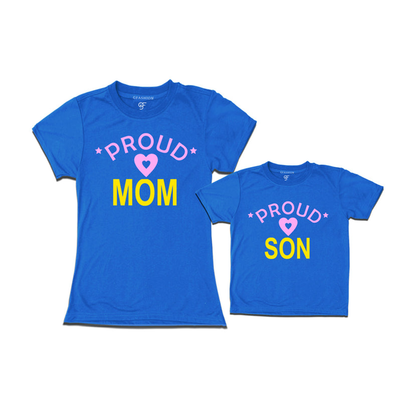 Proud mom and son t-shirts-Blue