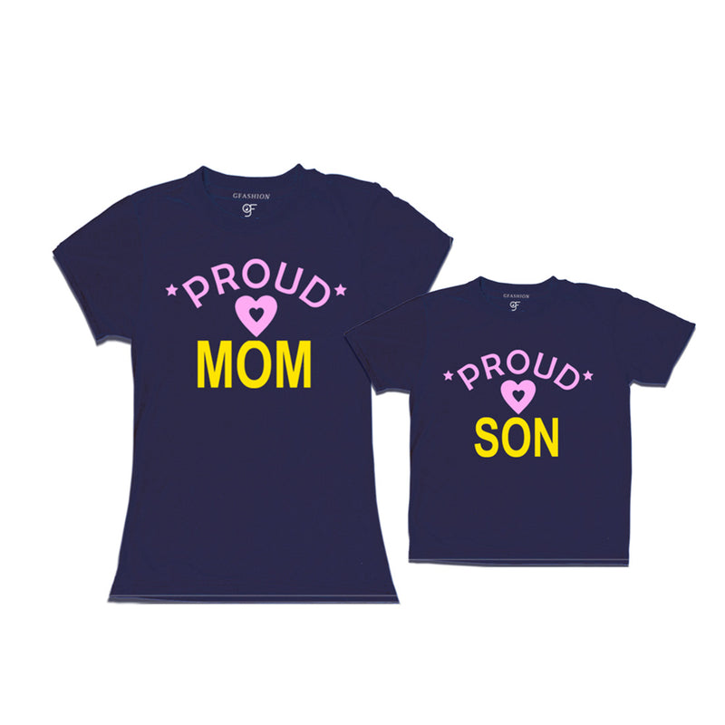 Proud mom and son t-shirts-navy