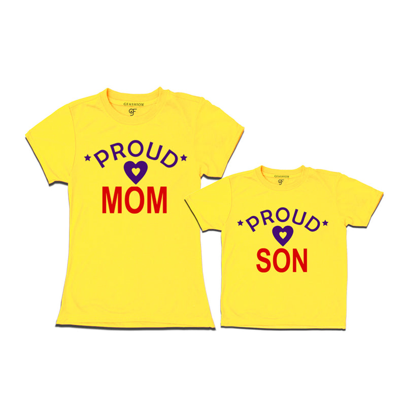 Proud mom and son t-shirts-Yellow