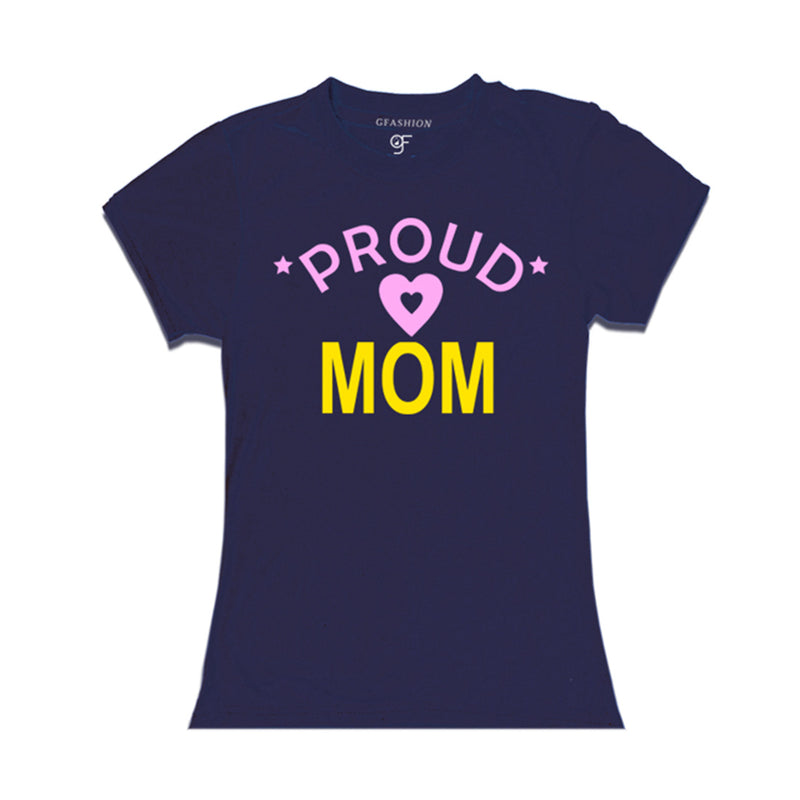 Proud Mom womens T-shirt-Navy