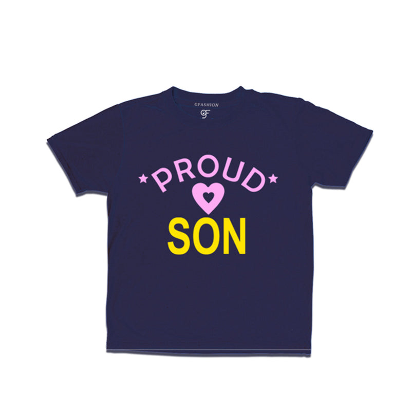 Proud Son Printed T-shirts For Boys-Navy