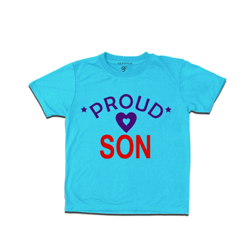 Proud Son Printed T-shirts For Boys-Sky Blue