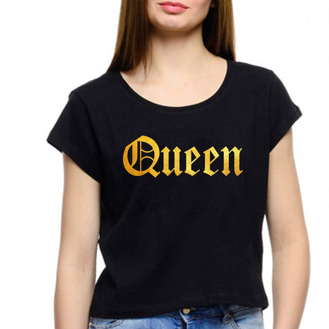 women's crop top loose fit - queen foil print