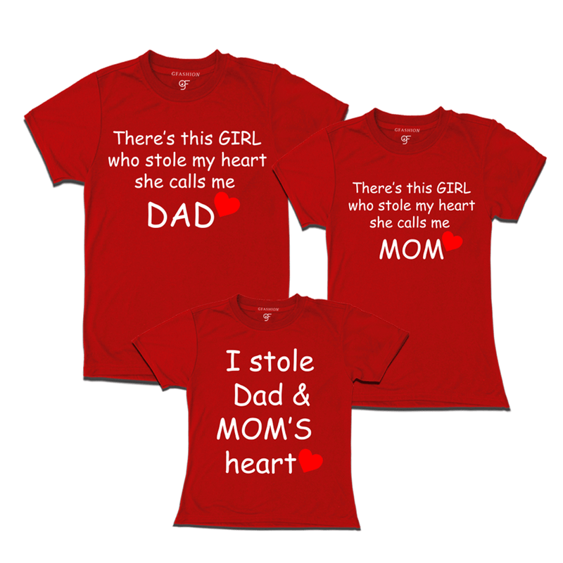 gfashion there's this girl who stole my heart she calls me dad family t-shirts-red