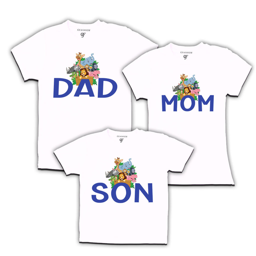 Safari Animal print dad mom son Family T-shirts
