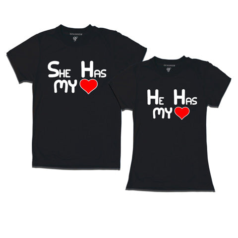 She-He Has My Heart-Couple T-shirts