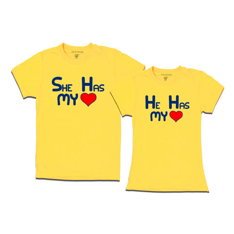 She-He Has My Heart-Couple T-shirts