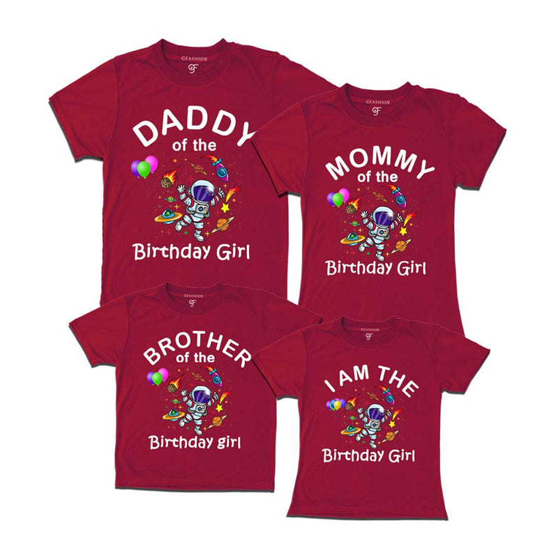 Birthday T-shirts for Girl With Family Space Theme