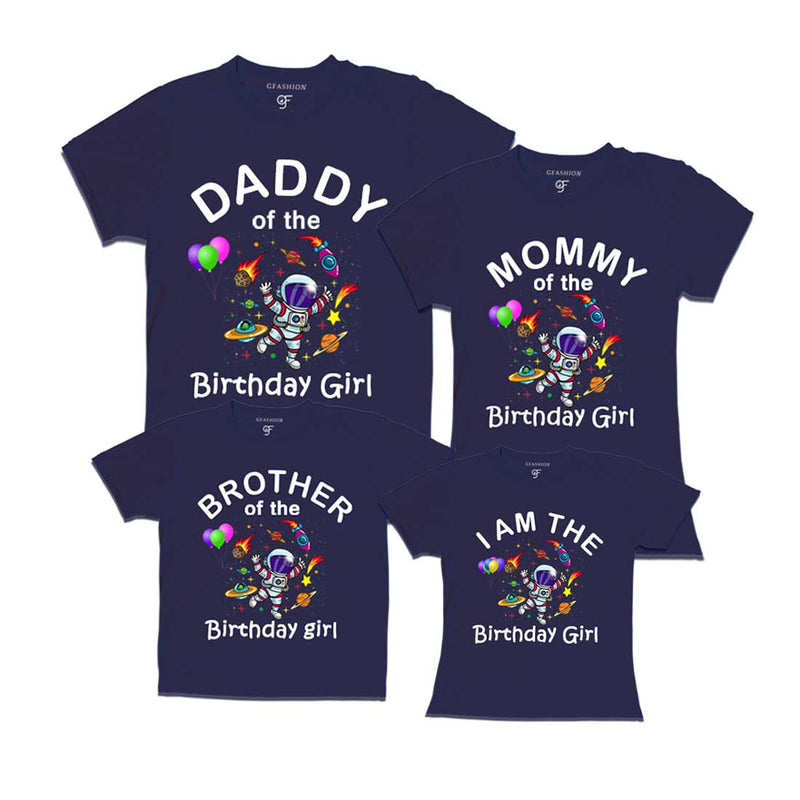 Birthday T-shirts for Girl With Family Space Theme