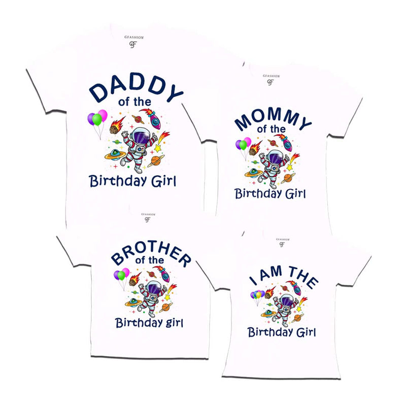 Birthday T-shirts for Girl With Family Space Theme