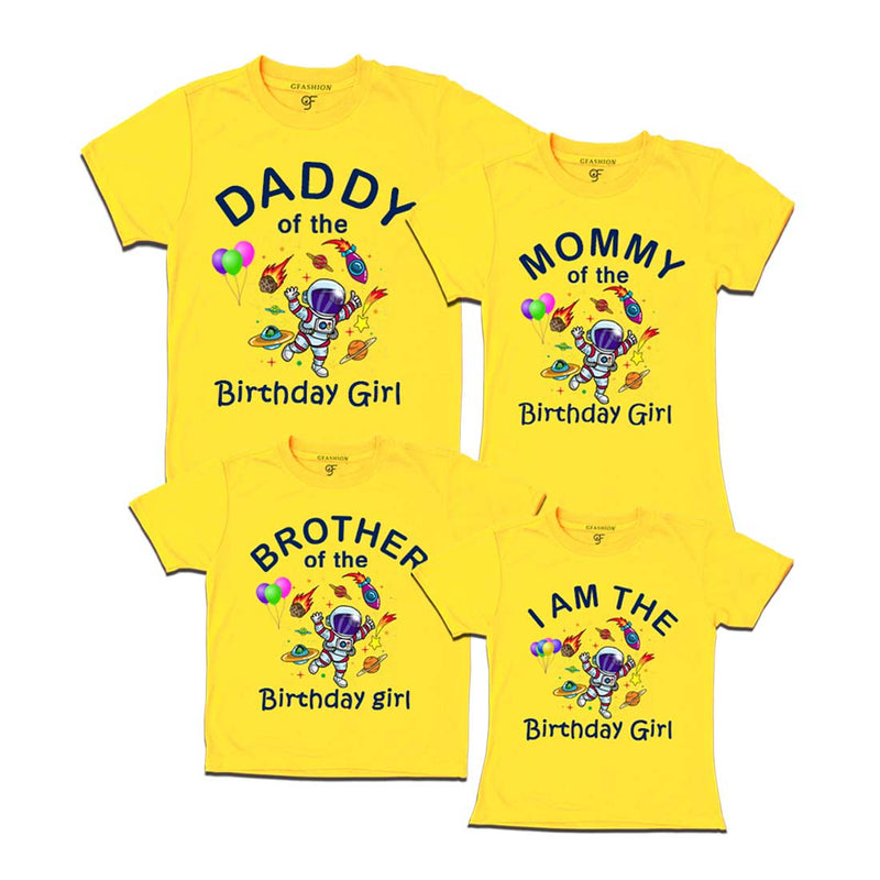 Birthday T-shirts for Girl With Family Space Theme