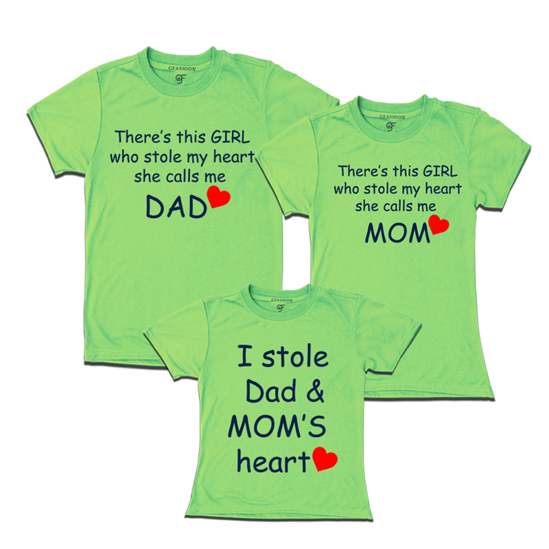 gfashion there's this girl who stole my heart she calls me dad family t-shirts-green
