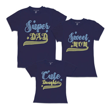 superdad-sweetmom-cutedaughter-tshirts-navy