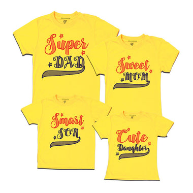 superdad-sweetmom-smartson-cutedaughter-tshirts-yellow