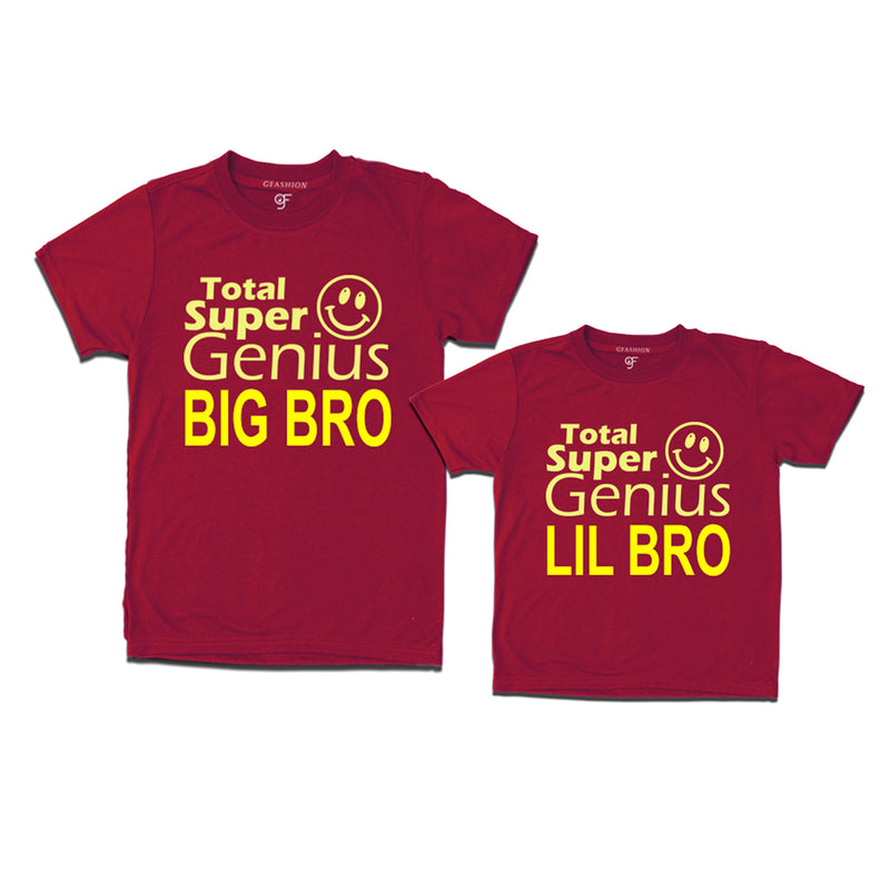 Super Genius Big Bro-Lil Bro T-shirts in Maroon Color-gfashion