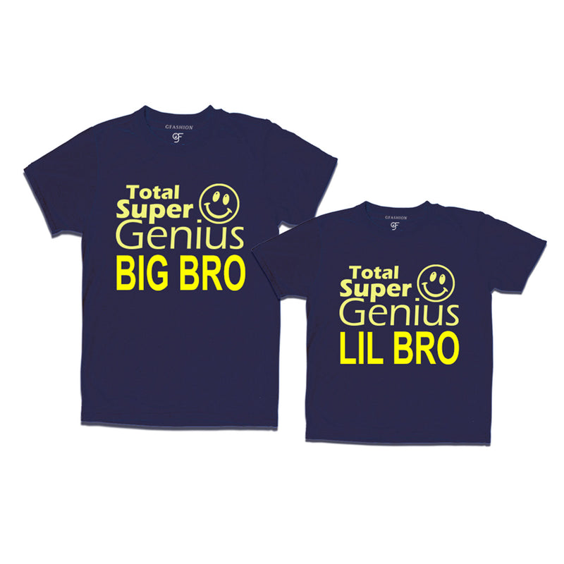 Super Genius Big Bro-Lil Bro T-shirts in Navy Color-gfashion
