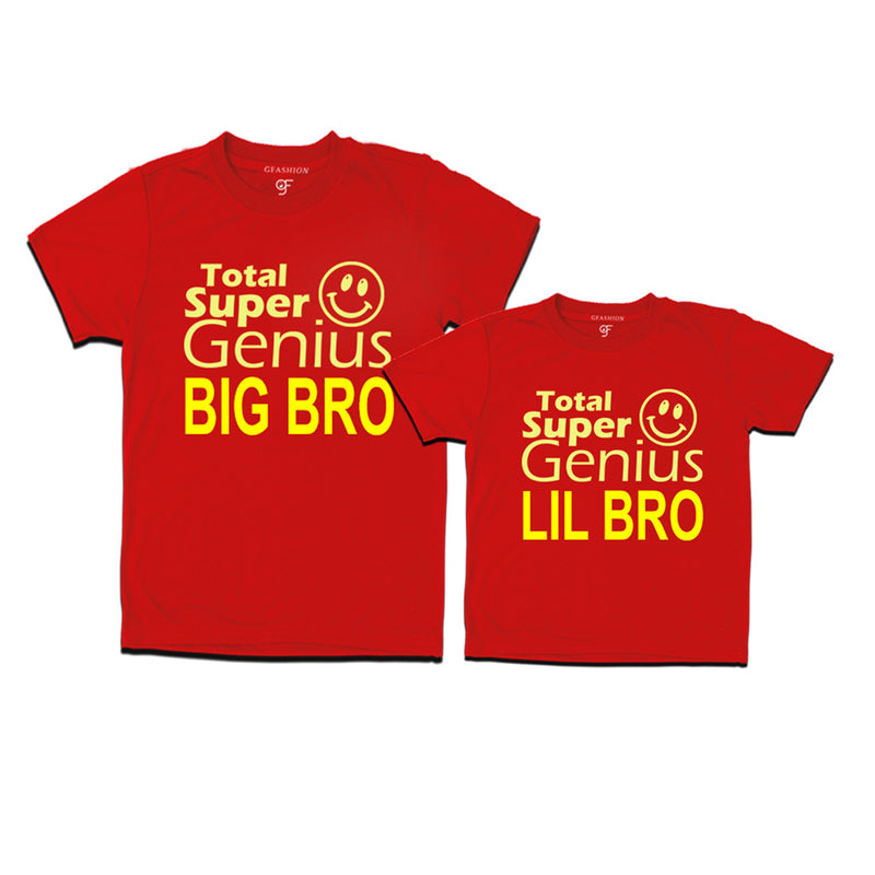Super Genius Big Bro-Lil Bro T-shirts in Red Color-gfashion