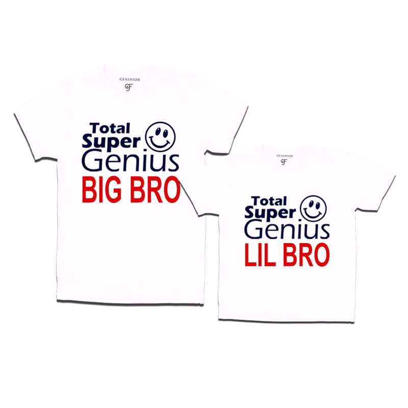 Super Genius Big Bro-Lil Bro T-shirts in White Color-gfashion