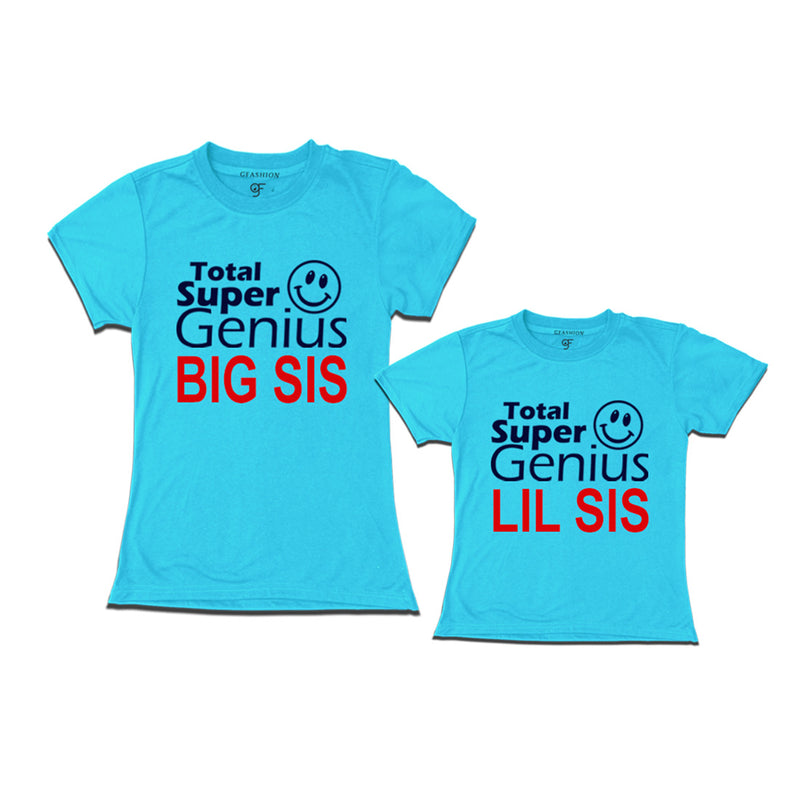 Super Genius Big Sis Lil Sis T-shirts in Sky Blue Color-