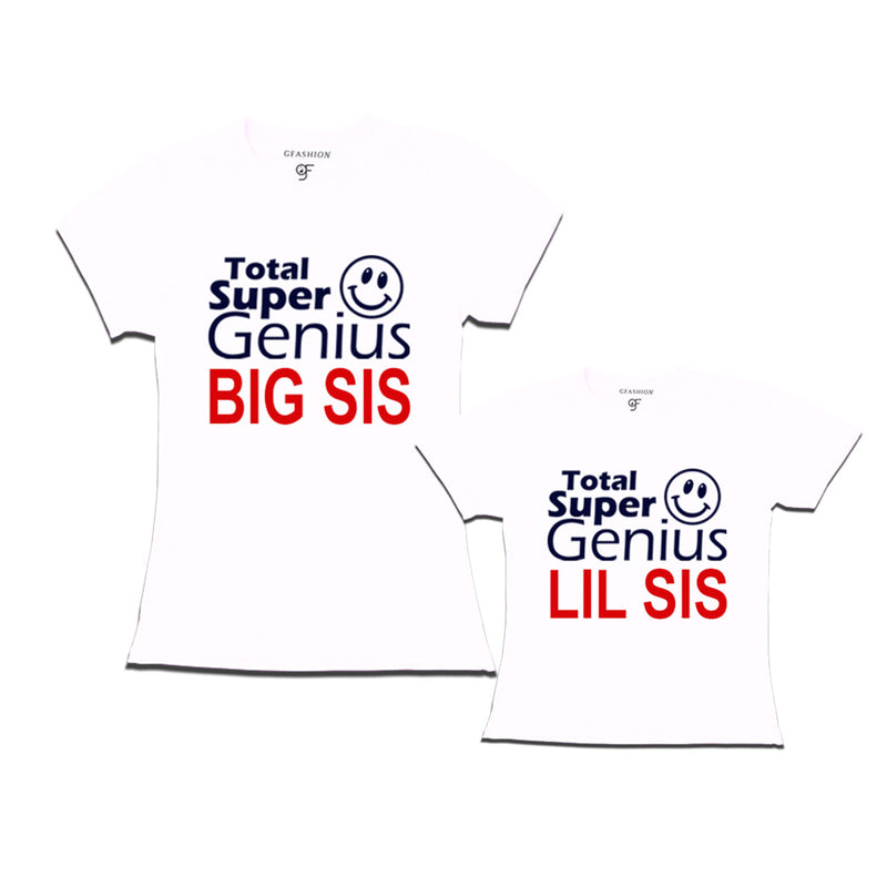 Super Genius Big Sis Lil Sis T-shirts in White Color-gfashion